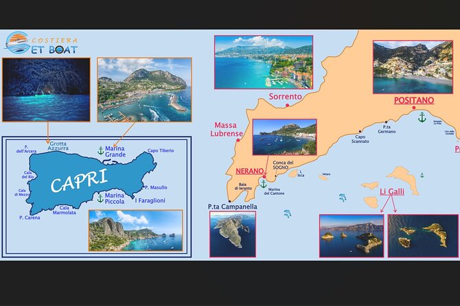 Amalfi Coast, Capri & Li Galli Islands BOAT EXCURSION - Emerald Grotto and the Fjord of Furore