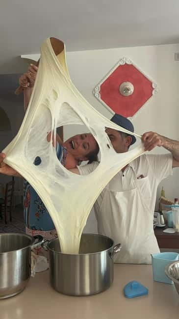 Amalfi Coast: Mozzarella, Pasta and Tiramisù Cooking Class - Turning Fresh Curd Into Mozzarella