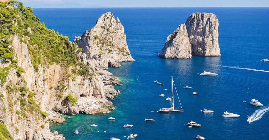 From Amalfi: Day Trip to Capri Private Boat Tour with Drinks - Punta Campanella marks the coastal change