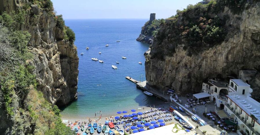 From Praiano: Amalfi Coast Guided Private Cruise with Drinks - Leaving Marina di Praia and heading toward Positano