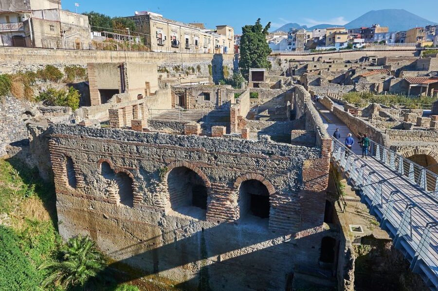 From Sorrento: Half-Day Tour of Herculaneum - Looking down into an ancient coastal town
