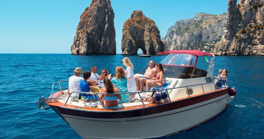 Sorrento: Capri and Blue Grotto Boat Cruise with Drinks - Circling Capri’s famous rock formations
