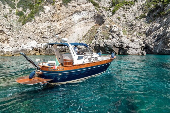 Sorrento to Capri Private Boat Experience on a Gozzo Apreamare 10 - Punta Carena and Marina Piccola