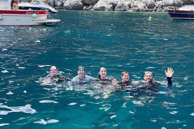 Sorrentomaxiboat tours to Capri - Swimming and snorkeling in Capri’s clear water