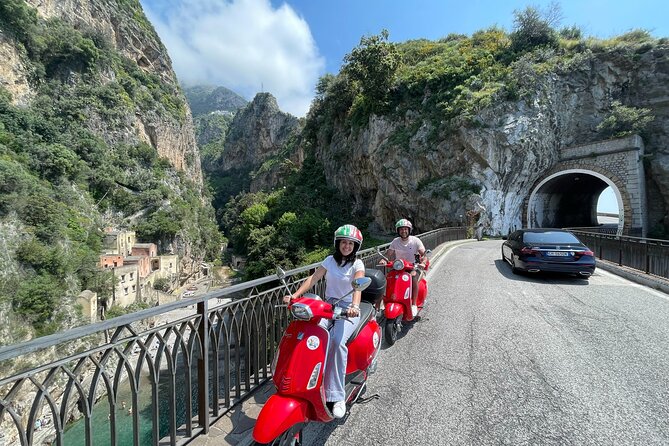 Vespa Tour of Amalfi Coast Positano and Ravello - Praiano and the approach to Positano